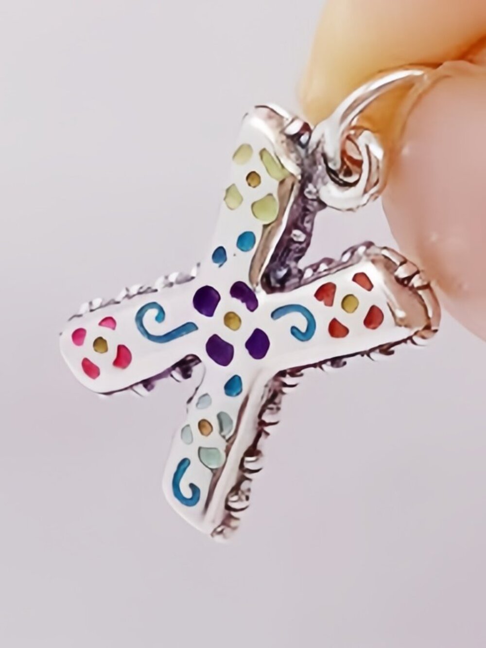 James Avery Enamel Consuela Floral Initial Charm